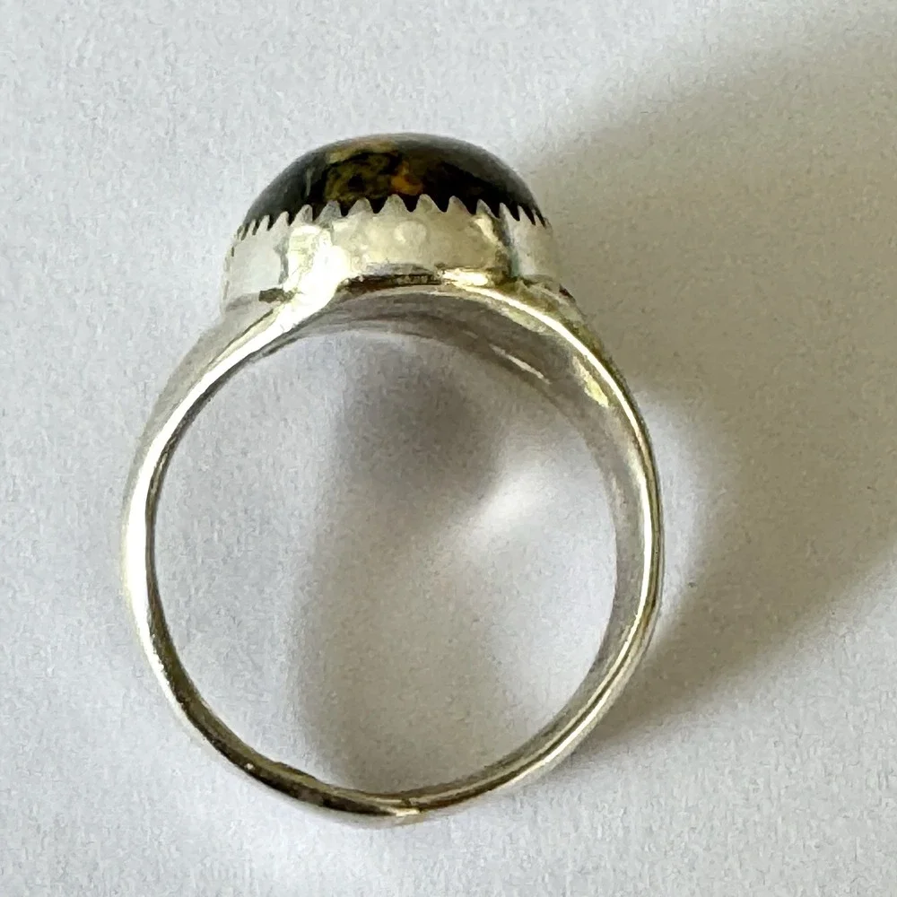 Navajo Bumblebee Jasper Mens Ring Sz 8.5 Annie Lincoln Sterling Handmade Band‎